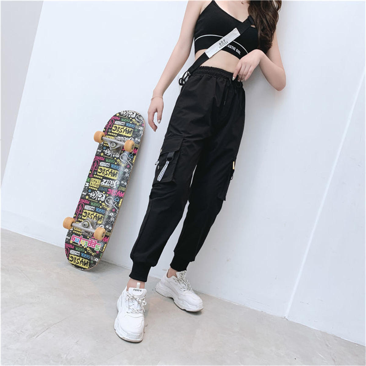 Black Cargo Pants Women Casual - Streetwear Brand Clothing ulasan dan harga