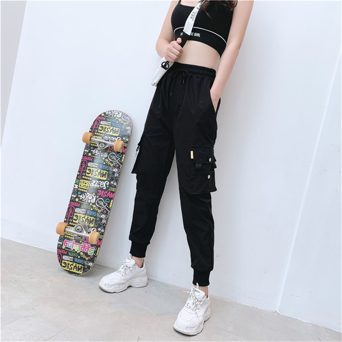 Black Cargo Pants Women Casual - Streetwear Brand Clothing ulasan dan harga
