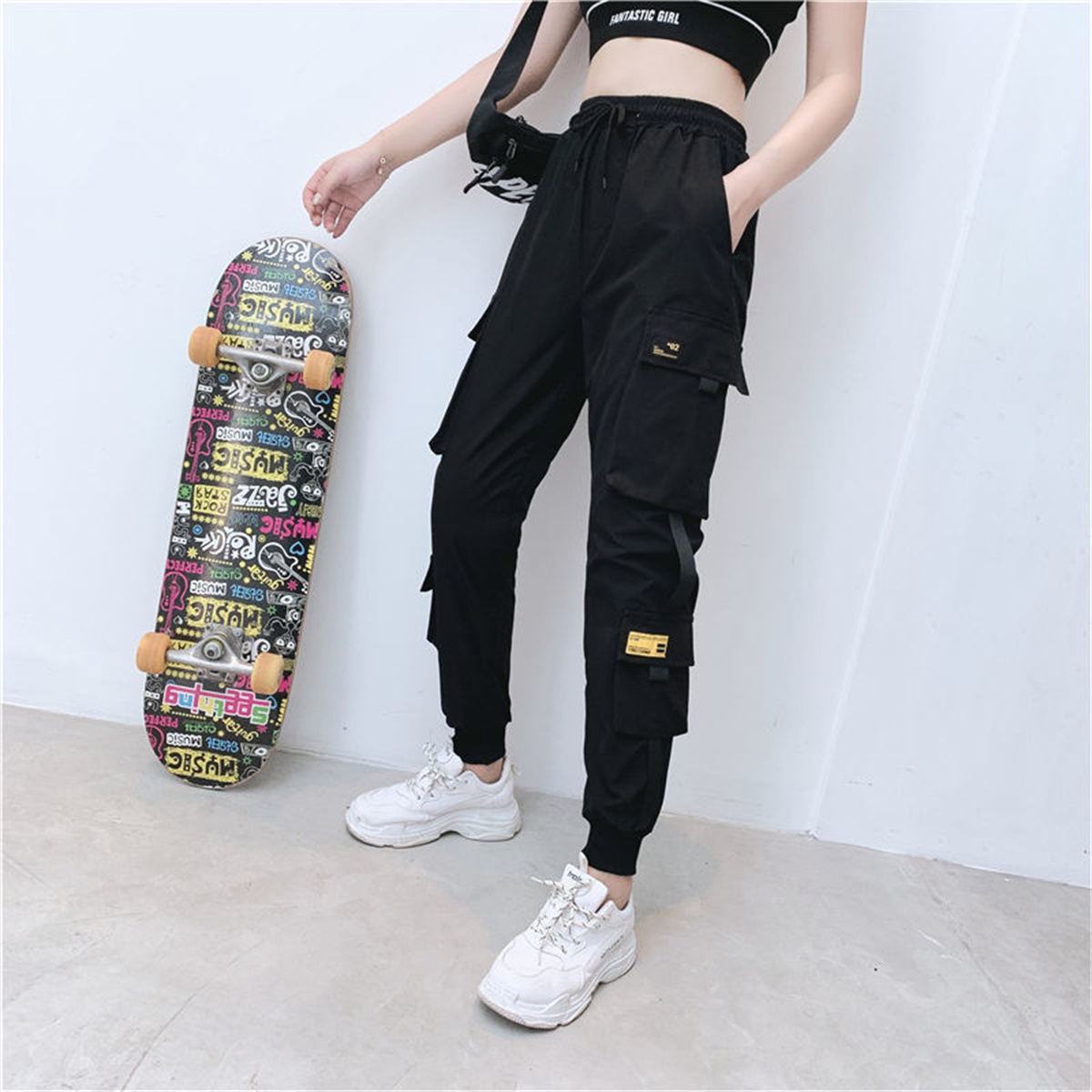 Black Cargo Pants Women Casual - Streetwear Brand Clothing ulasan dan harga