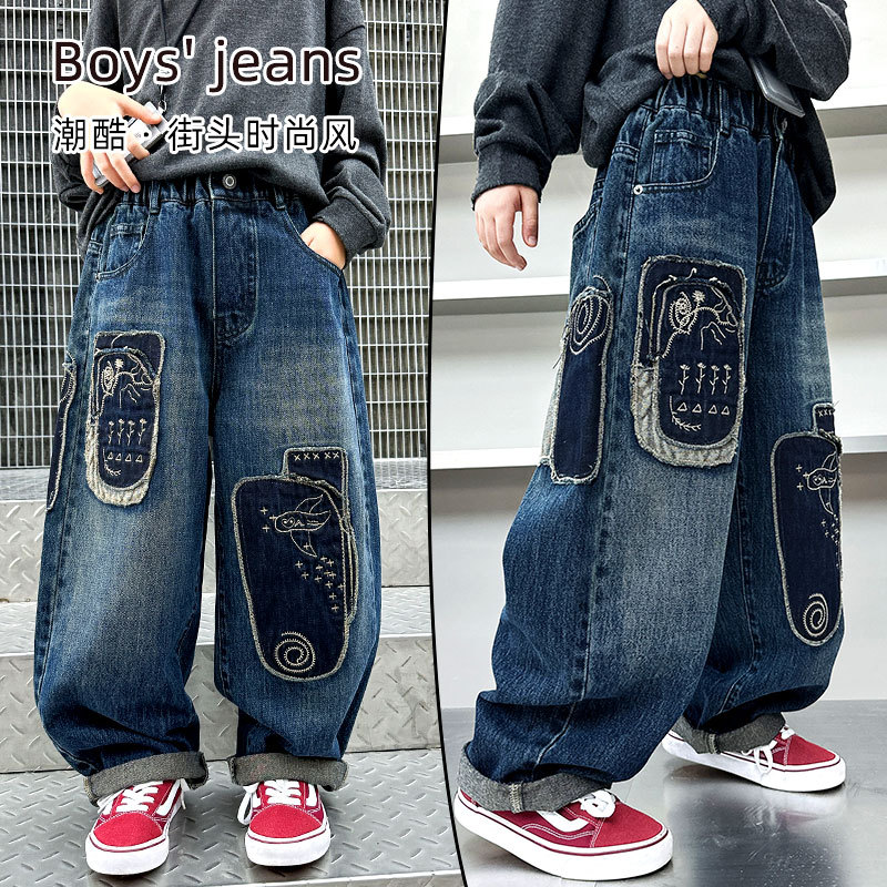 Teenager Boys Jeans Spring Vin - Streetwear Brand Denim ulasan dan harga