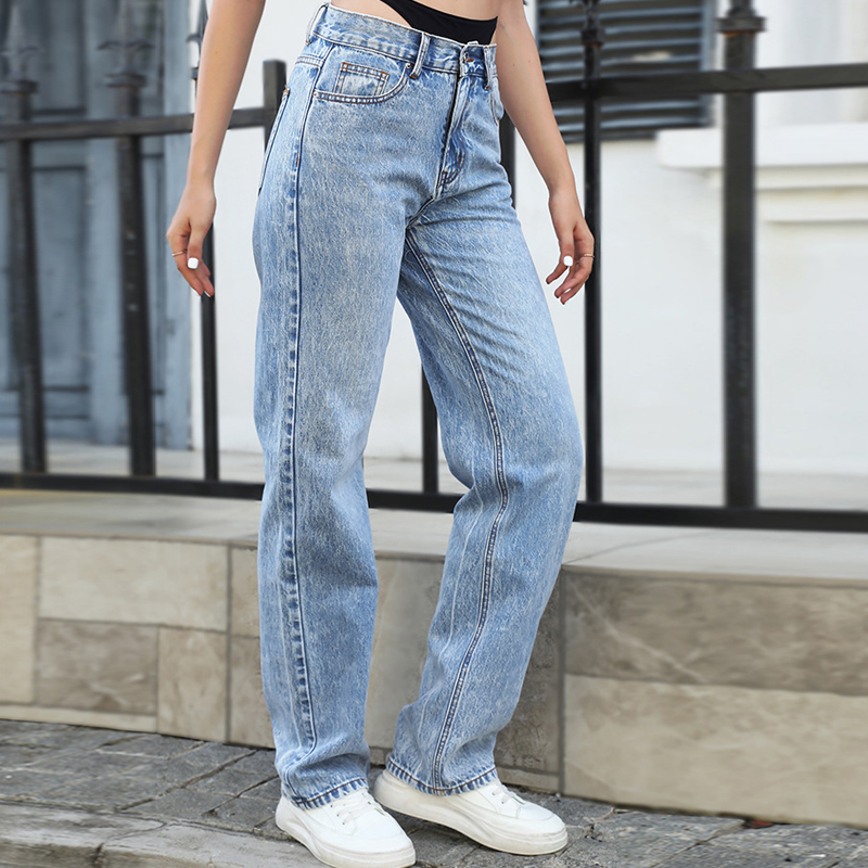 Fake Two-Piece Stitching Strai - Streetwear Brand Denim ulasan dan harga