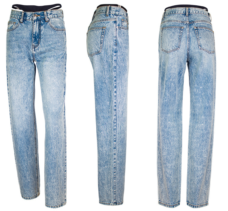 Fake Two-Piece Stitching Strai - Streetwear Brand Denim ulasan dan harga
